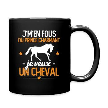 J'm'en fou du prince charmant je veux un cheval - Mug uni - noir - Droite