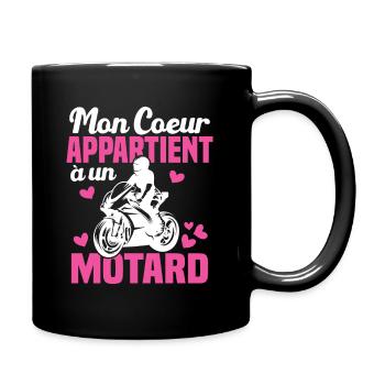 Mon coeur appartient à un motard humour cadeau - Mug uni - noir - Droite