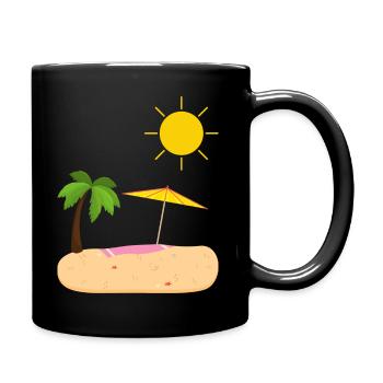 Summer Beach Sun Palm Trees - Full Colour Mug - black - Right