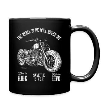 The Rebel in me will never The cool biker shirt - Full Colour Mug - black - Right
