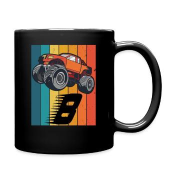 Birthday 8 years Young Monster Truck - Full Colour Mug - black - Right