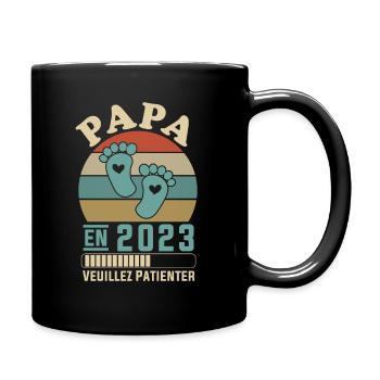 Papa en 2023 Veuillez Patienter Cadeau Futur Père - Mug uni - noir - Droite