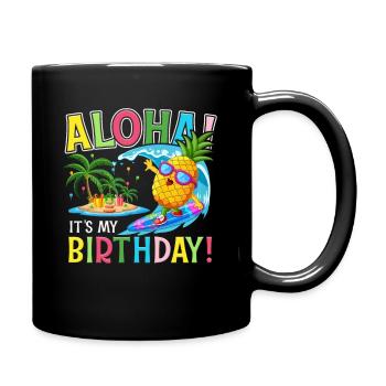 Fête d’anniversaire Hawaï Aloha Hawaiian Floral - Mug uni - noir - Droite