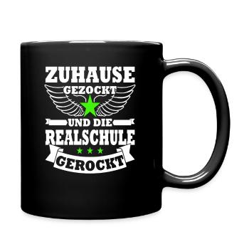 Gezockt und Realschule gerockt - Schulabschluss - Tasse einfarbig - Schwarz - Rechts