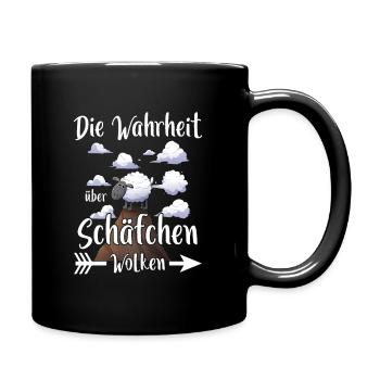 Schäfchenwolken - Lustiges Schaf - Tasse einfarbig - Schwarz - Rechts