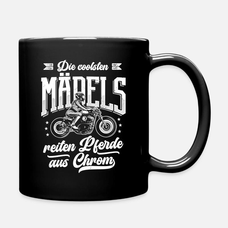 Motorrad Coole Mädels reiten Pferde aus Chrom - Tasse einfarbig - Schwarz