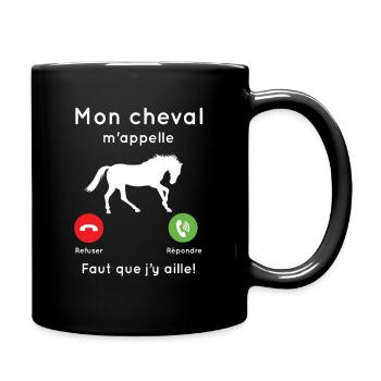 Mon cheval m'appelle faut que j’y aille Cadeau - Mug uni - noir - Droite