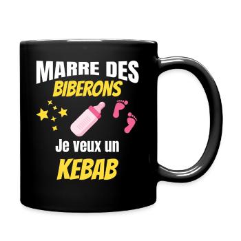 marre des biberons, je veux un kebab. Bébé - Mug uni - noir - Droite