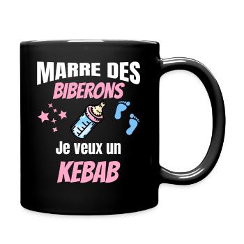 marre des biberons, je veux un kebab. Bébé - Mug uni - noir - Droite