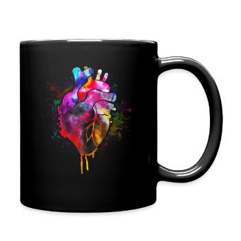 Beautiful Watercolour Heart Organ Body Anatomy - Tasse einfarbig - Schwarz - Rechts