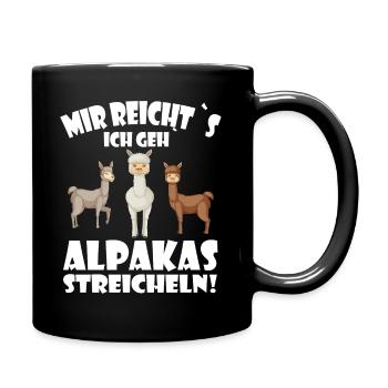 Alpaka und Lamas, Mir reichts ich geh Alpakas stre - Tasse einfarbig - Schwarz - Rechts