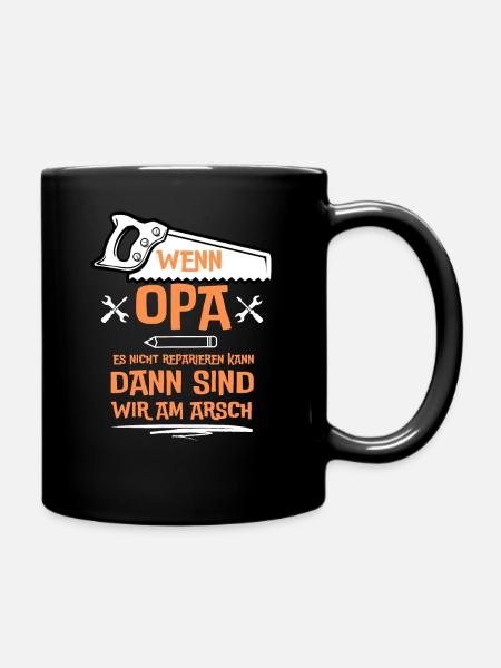 Opa reparieren weiß - Tasse einfarbig - Schwarz
