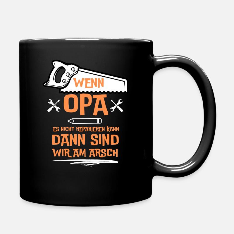 Opa reparieren weiß - Tasse einfarbig - Schwarz