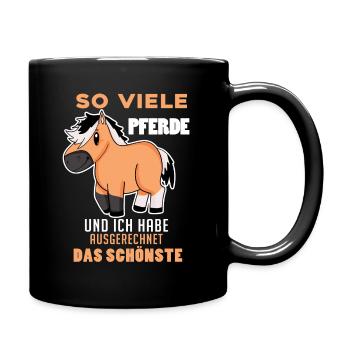 Norwegisches Fjordpferd Pferd Hauspferd - Tasse einfarbig - Schwarz - Rechts