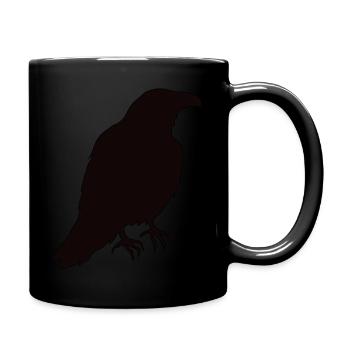 Ein Rabe sitzt im Profil - Tasse einfarbig - Schwarz - Rechts