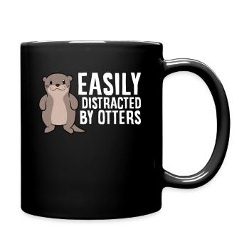 Easily Distracted By Otters Love Sea Otters - Full Colour Mug - black - Right