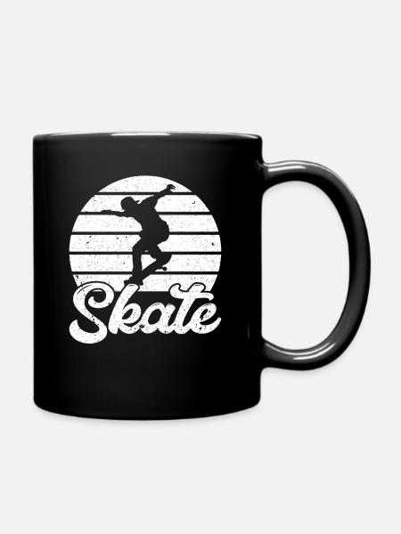 Skate Idée Cadeau Vintage Skater Skateboard - Mug uni - noir