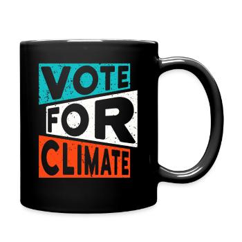Climate change slogan: VOTE FOR CLIMATE - Full Colour Mug - black - Right