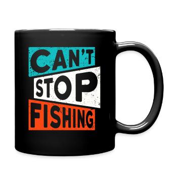 Angler Angeln Fischen CAN'T STOP FISHING - Full Colour Mug - black - Right