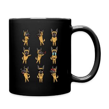 Malinois Dog Mechelaar Emoticon - Full Colour Mug - black - Right