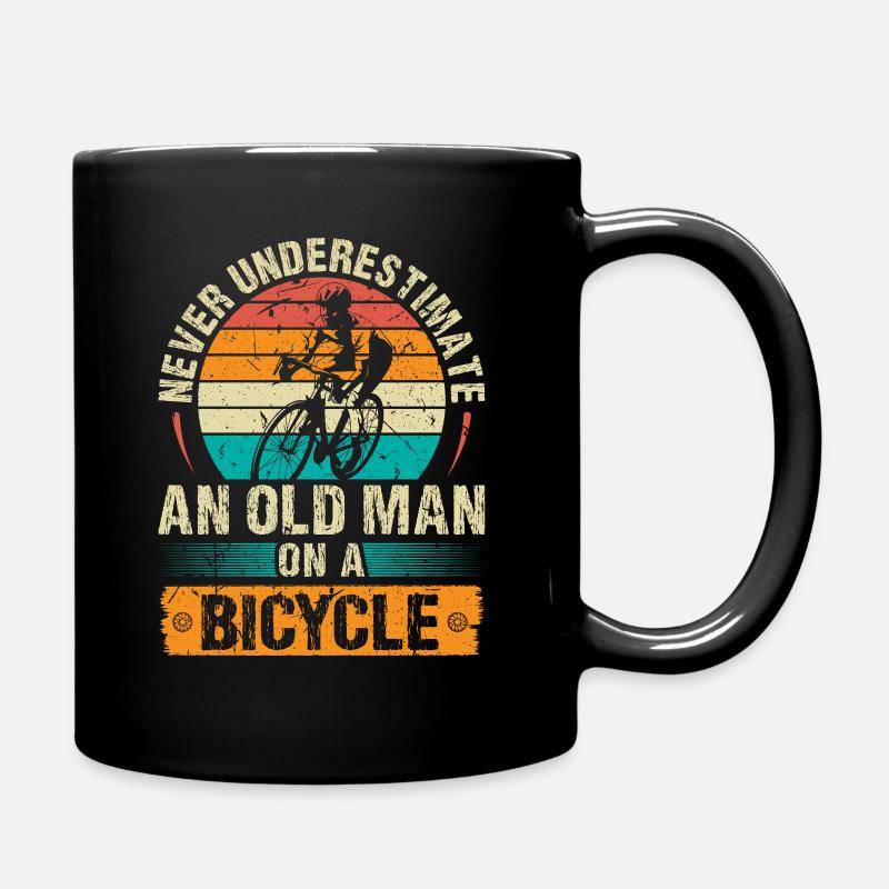 Alter Mann auf einem Fahrrad Retro Radfahrer Biker - Tasse einfarbig - Schwarz