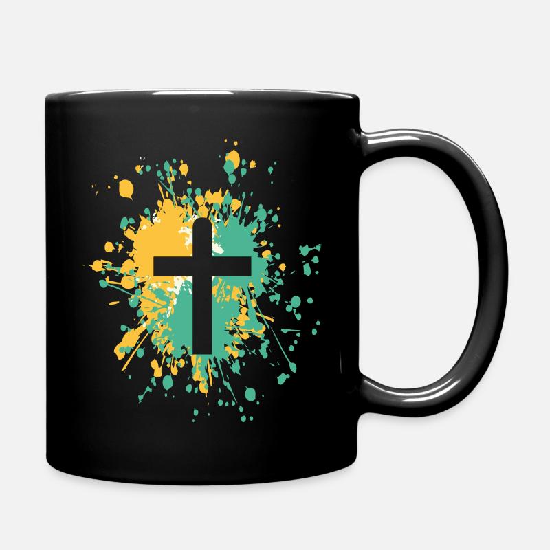 Symbole de croix chrétienne Couleur Splash - Mug uni - noir