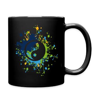 Yin Yang Symbol Color Splash - Full Colour Mug - black - Right