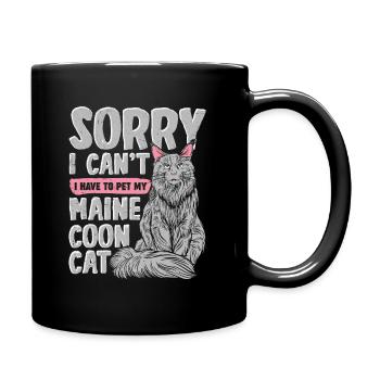 Lustiges Maine Coon Katze Katzenhalter Geschenk - Tasse einfarbig - Schwarz - Rechts