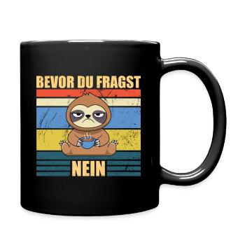 Faultier Morgen Kaffee T-Shirt - Tasse einfarbig - Schwarz - Rechts