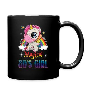 Magical 80 s Girl Flossing Unicorn Rainbow - Tasse einfarbig - Schwarz - Rechts