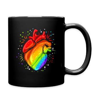 Coloré Real Heart LGBTQ GAY Lesbian Pride Mois - Mug uni - noir - Droite