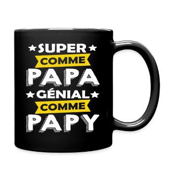 super papa et papy génial - Mug uni - noir - Droite