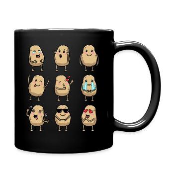 Kawaii Kartoffel Emoticon Kartoffeln - Tasse einfarbig - Schwarz - Rechts