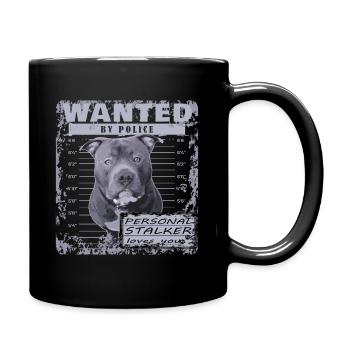 American Bully blue line artistic design - Full Colour Mug - black - Right