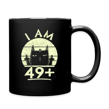 50th birthday woman 50th 50 years - I AM 49+ PLUS - Full Colour Mug - black - Right