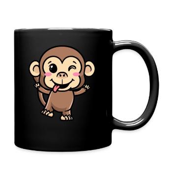 Affe Emoticon Emotion Affenliebhaber - Tasse einfarbig - Schwarz - Rechts