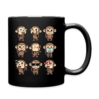 Affe Emoticon Emotion Affenliebhaber - Tasse einfarbig - Schwarz - Rechts