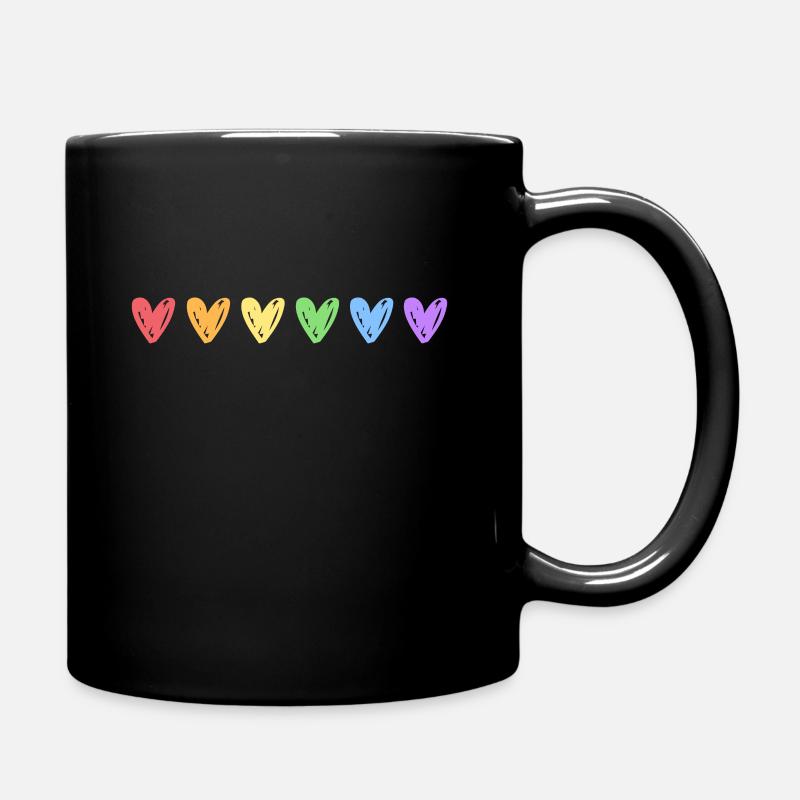 Regenbogen Herz LGBTQ CSD Gay Pride - Tasse einfarbig - Schwarz