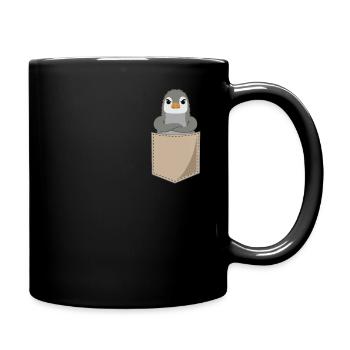 Böser Pinguin Brusttasche Print Seevogel Geschenk - Tasse einfarbig - Schwarz - Rechts