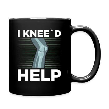 I Knee'd Help Surgery Knee Replacement Recovery - Full Colour Mug - black - Right