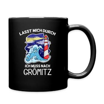 Grömitz Spruch - Tasse einfarbig - Schwarz - Rechts