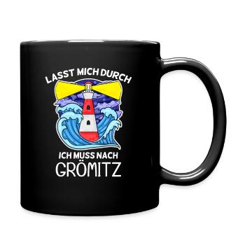 Grömitz Spruch - Tasse einfarbig - Schwarz - Rechts