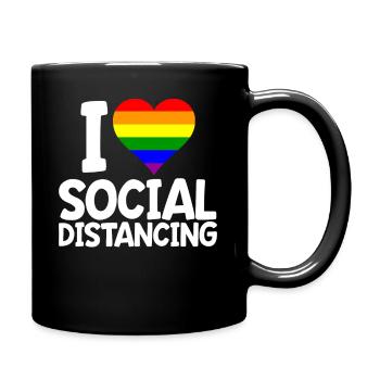 I Love Social Distancing LGBTQ Gay Pride - Full Colour Mug - black - Right