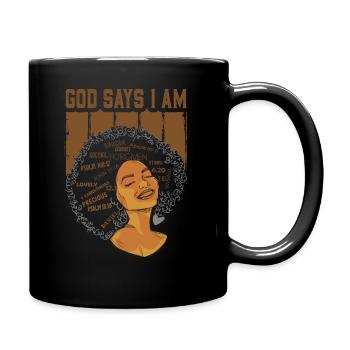 Une fille afro-américaine Dieu dit que je suis black pride - Mug uni - noir - Droite