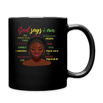 Une fille afro-américaine Dieu dit que je suis black pride - Mug uni - noir - Droite