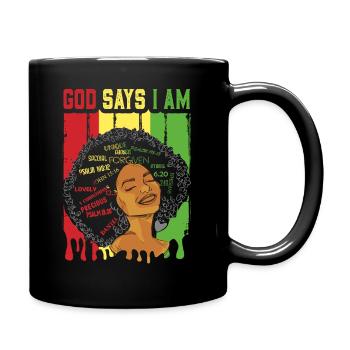 Une fille afro-américaine Dieu dit que je suis black pride - Mug uni - noir - Droite