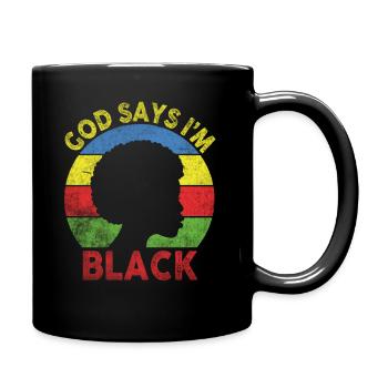 Une fille afro-américaine Dieu dit que je suis black pride - Mug uni - noir - Droite