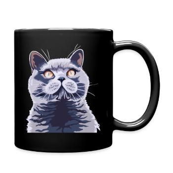Britische kurzhaar Katze - Tasse einfarbig - Schwarz - Rechts