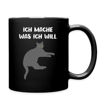 Katze Freches Kätzchen Lustiger Spruch Geschenk - Tasse einfarbig - Schwarz - Rechts