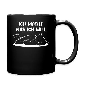 Katze Freches Kätzchen Lustiger Spruch Geschenk - Tasse einfarbig - Schwarz - Rechts